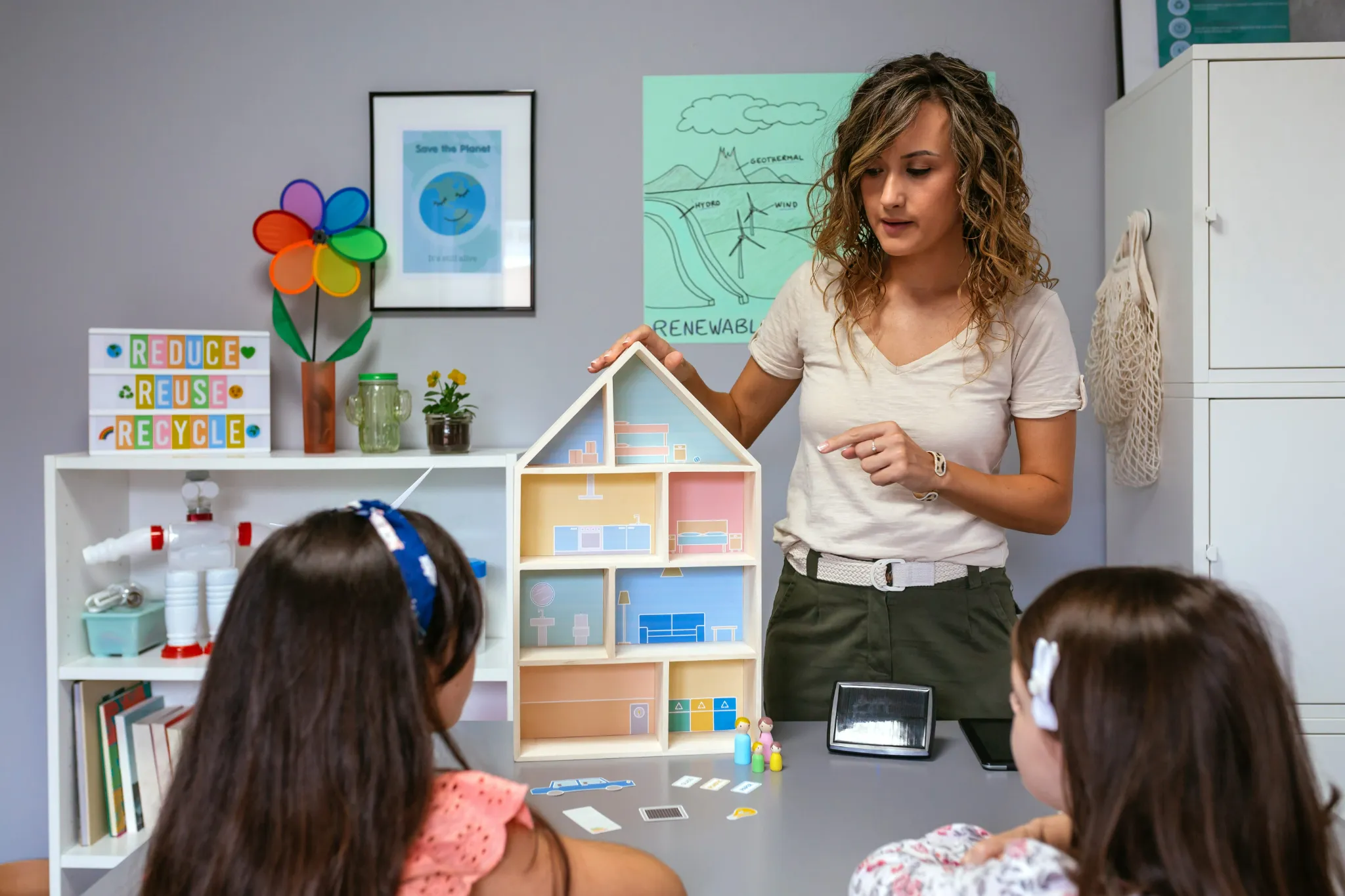 Teacher and learners in an engaging classroom