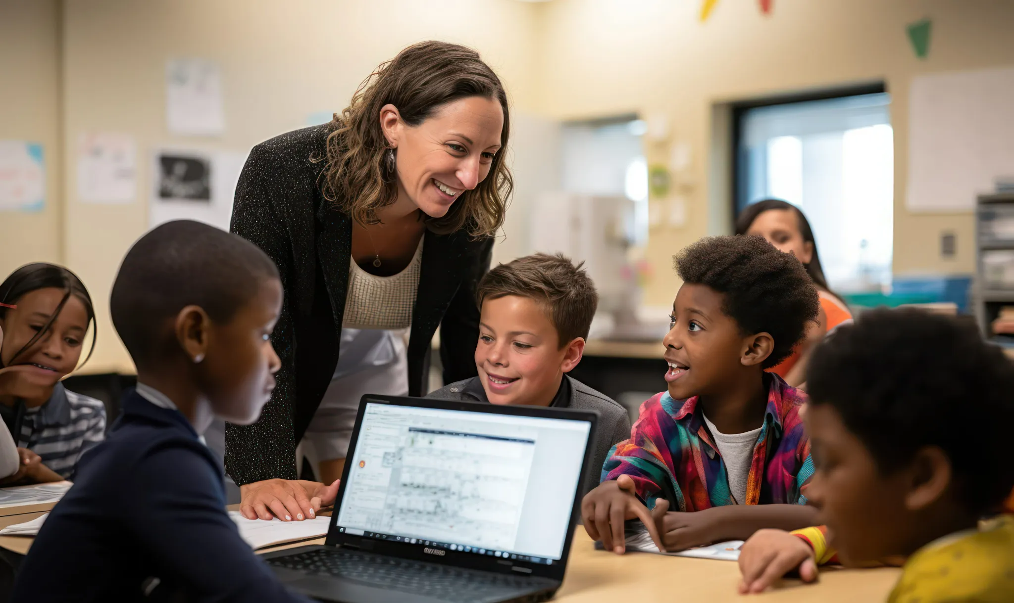 Teacher and learners in an engaging classroom